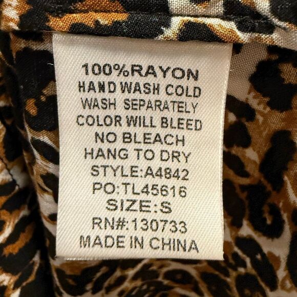Umgee Leopard Print Button Down Boho Midi Shirt Dress Brown Black Size Small - Picture 7 of 7